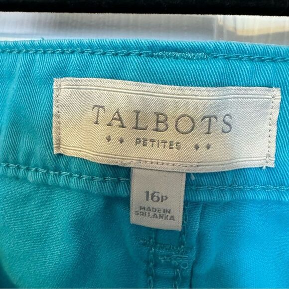 Talbots Curvy Aqua Crop Pants 16P Stretch Cotton Capri Comfort Fit - Picture 5 of 8